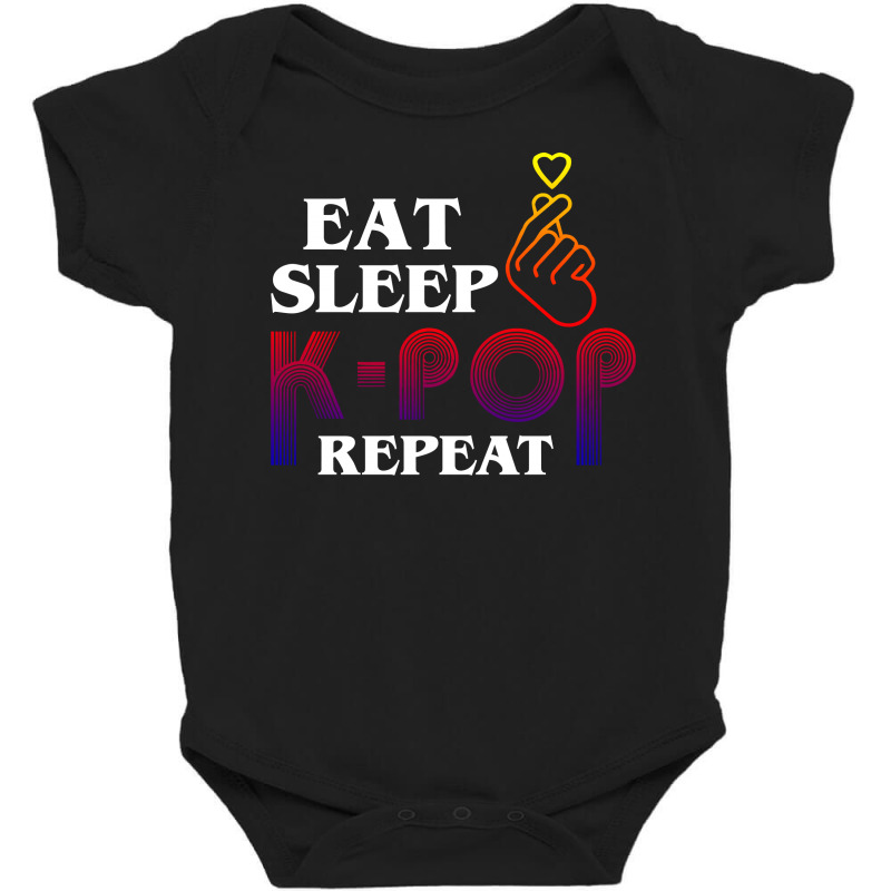 Eat Sleep K-pop Repeat For Dark Baby Bodysuit | Artistshot