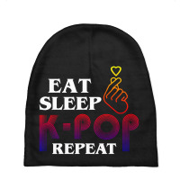 Eat Sleep K-pop Repeat For Dark Baby Beanies | Artistshot