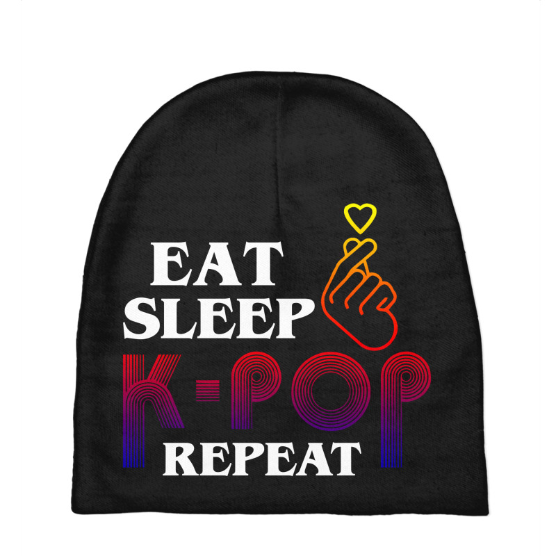 Eat Sleep K-pop Repeat For Dark Baby Beanies | Artistshot