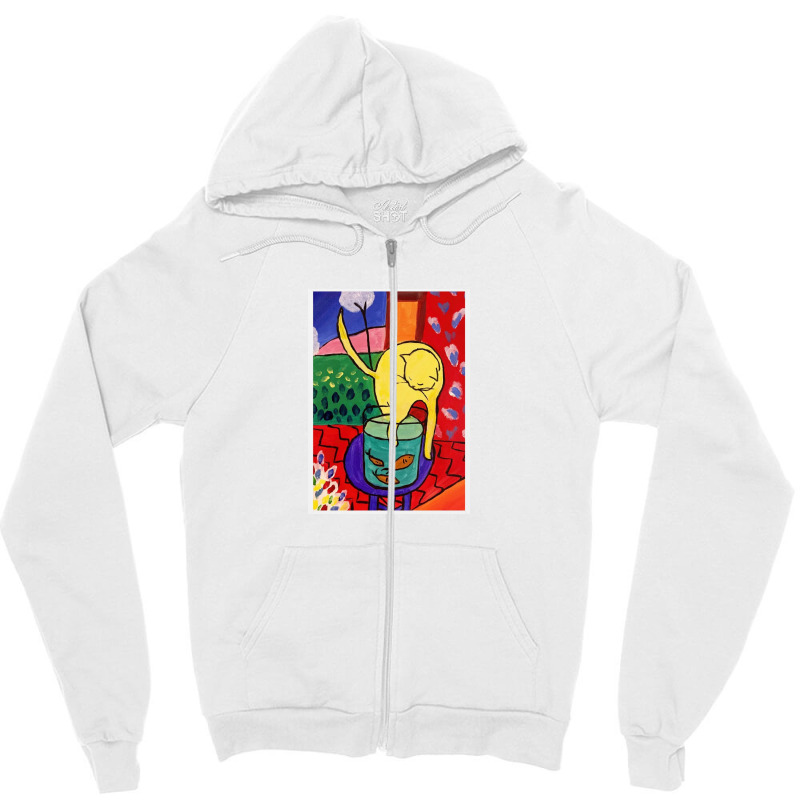 Cat With Red Fish Zipper Hoodie | Artistshot