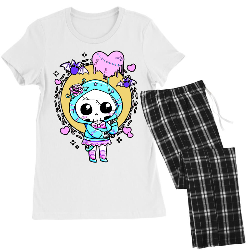 Custom Pastel Goth Cute Creepy Skeleton Skull Girl Kawaii Women s