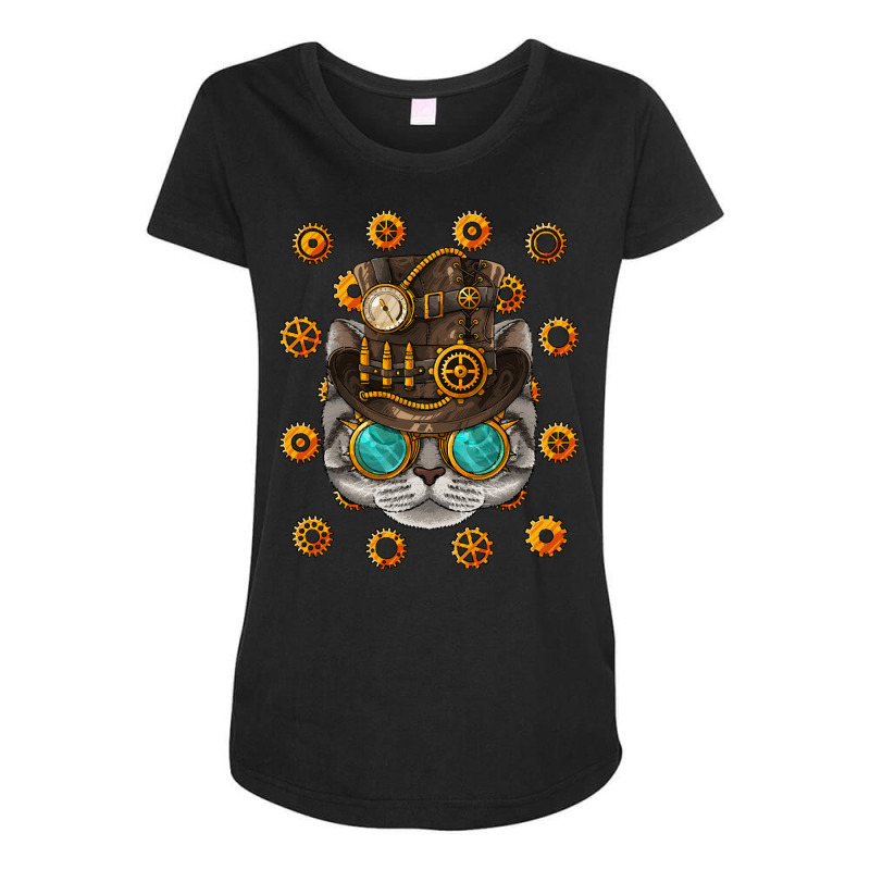 Steampunk American Shorthair T  Shirt Steampunk American Shorthair Cat Maternity Scoop Neck T-shirt by lizardgasp | Artistshot