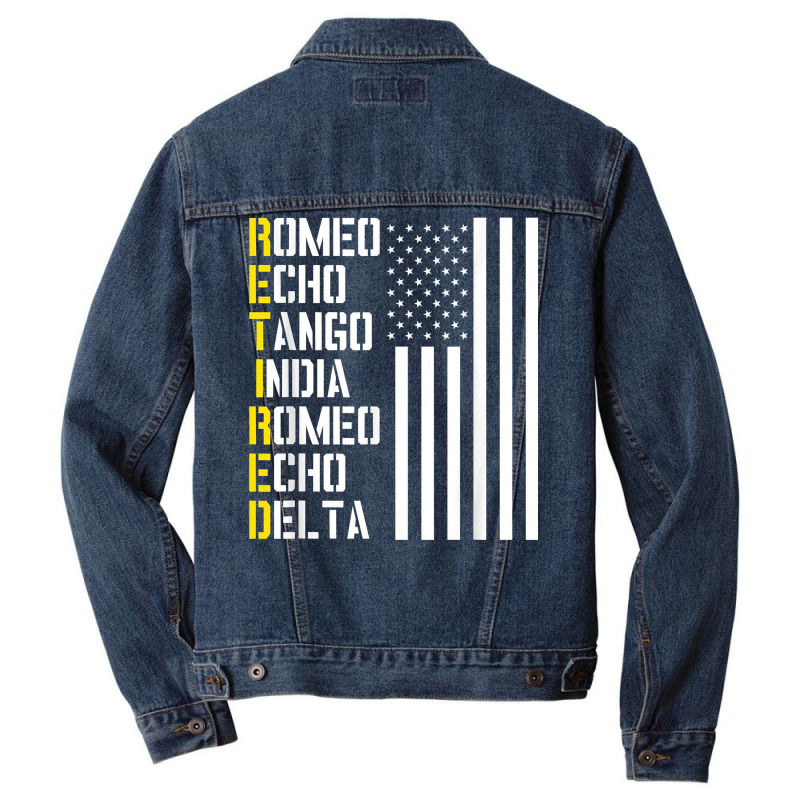 Military, Police, Pilot Retirement Design Phonetic Alphabet T Shirt Men Denim Jacket | Artistshot