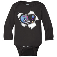 Torn Paper Technology Space Astronaut Long Sleeve Baby Bodysuit | Artistshot