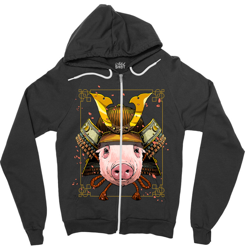 Samurai Pig Warrior Samurai Lovers 3 Zipper Hoodie by permad | Artistshot