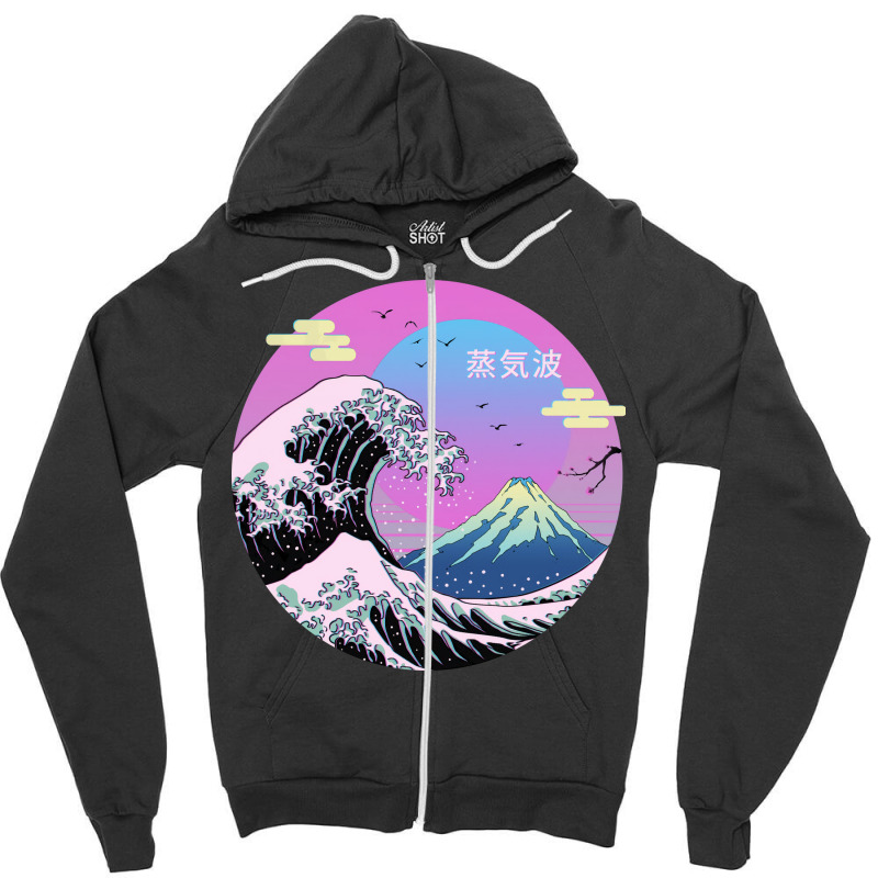 Wave Aesthetic Sweatshirt Zipper Hoodie | Artistshot