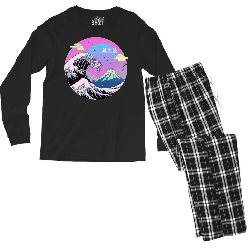 Wave Aesthetic Sweatshirt Men's Long Sleeve Pajama Set | Artistshot