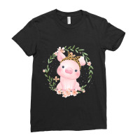 Pig With Leopard Headband Flower Tshirt Cute Pig Lover Gifts 50 Ladies Fitted T-shirt | Artistshot