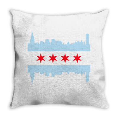 Chicago Flag Throw Pillow Designed By Sengul