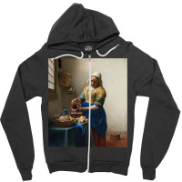 The Milkmaid By Vermeer Art Long Sleeve T Shirt Zipper Hoodie | Artistshot