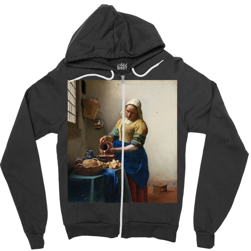 The Milkmaid By Vermeer Art Long Sleeve T Shirt Zipper Hoodie by kalerttjay | Artistshot