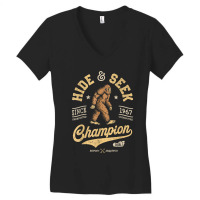 Bigfoot Hide And Seek Champion Funny Sasquatch Retro Vintage Women's V-neck T-shirt | Artistshot