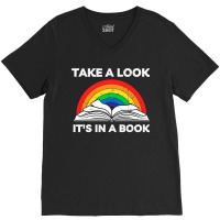 Take A Look It's In A Book Reading Vintage Retro Rainbow V-neck Tee | Artistshot