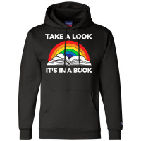 Take A Look It's In A Book Reading Vintage Retro Rainbow Champion Hoodie | Artistshot