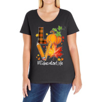 Love Educator Life Fall Leaves Autumn Season Pumpkin T Shirt Ladies Curvy T-shirt | Artistshot