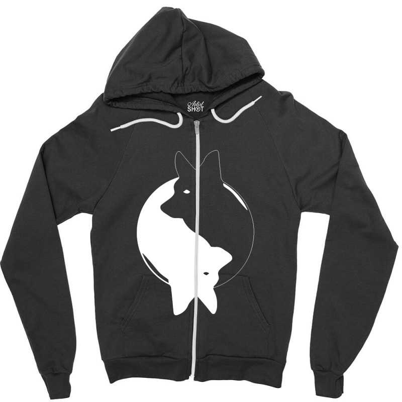 Yin Yang Corgi Funny Zipper Hoodie | Artistshot