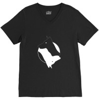 Yin Yang Doberman Funny V-neck Tee | Artistshot