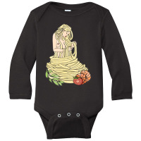 Shrimp Spaghetti Food Long Sleeve Baby Bodysuit | Artistshot