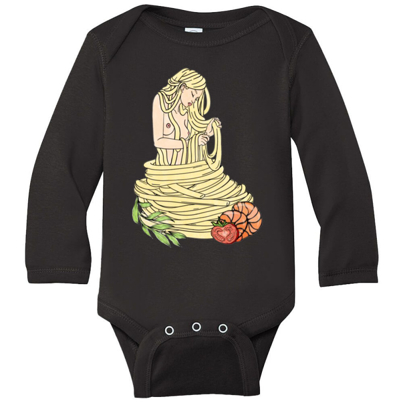 Shrimp Spaghetti Food Long Sleeve Baby Bodysuit by janai quana | Artistshot