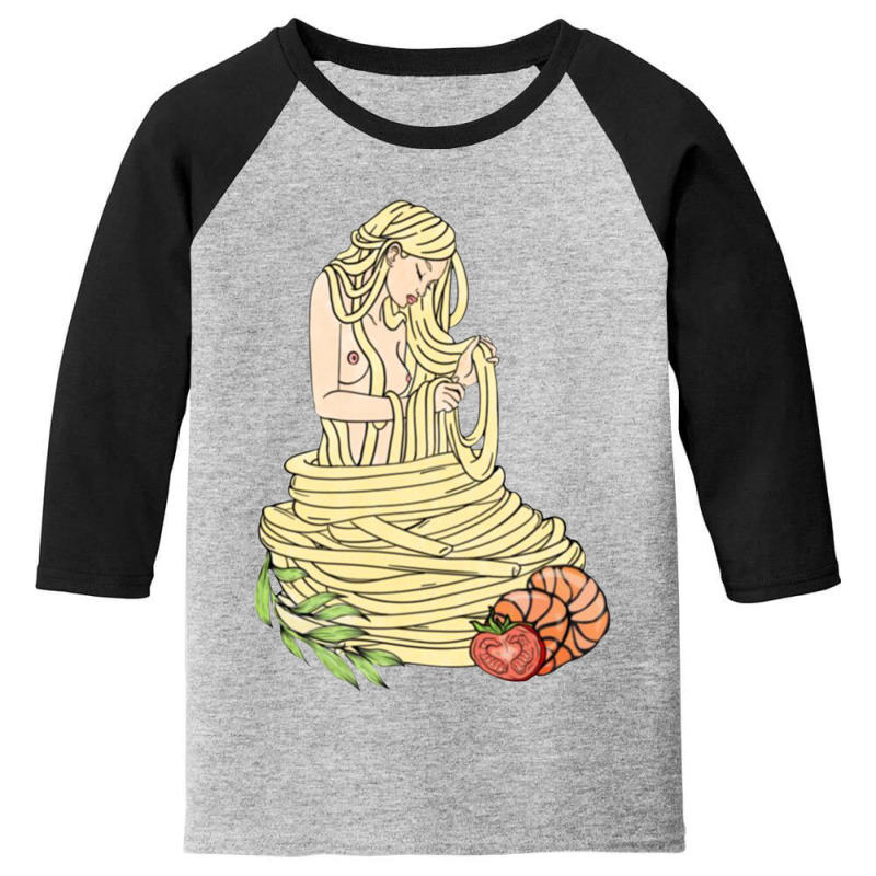 Shrimp Spaghetti Food Youth 3/4 Sleeve by janai quana | Artistshot