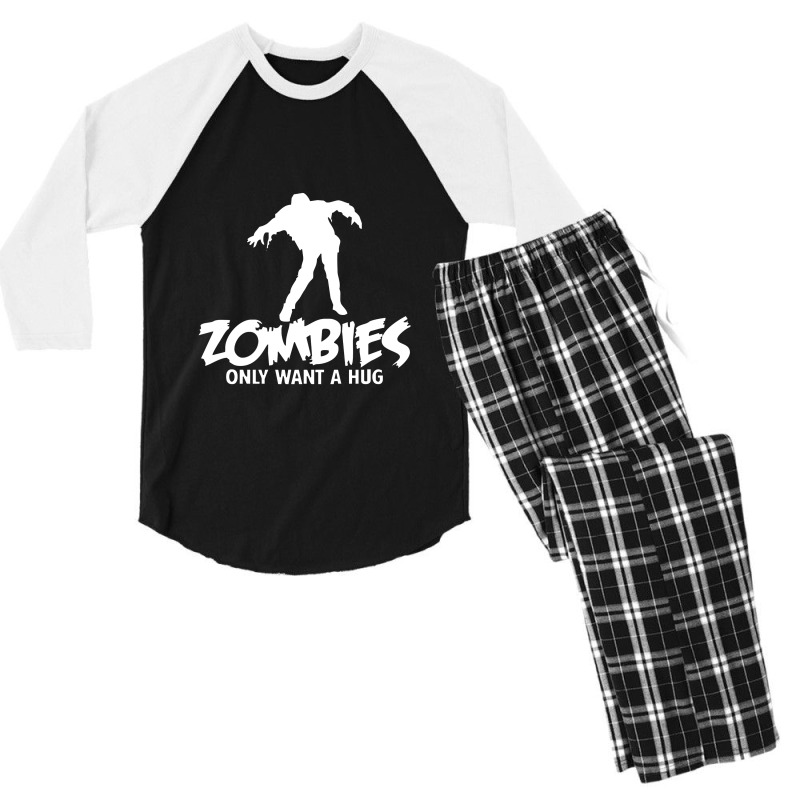 Zombies Only Want A Hug Men's 3/4 Sleeve Pajama Set | Artistshot