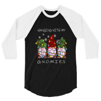 Hanging With Gnomies Gnome Christmas Xmas Buffalo Plaid Red T Shirt 3/4 Sleeve Shirt | Artistshot