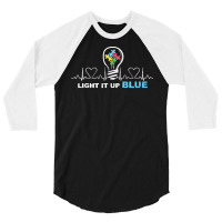 Autism Awareness T  Shirt Light It Up Blue Autism Awareness Tee Autist 3/4 Sleeve Shirt | Artistshot