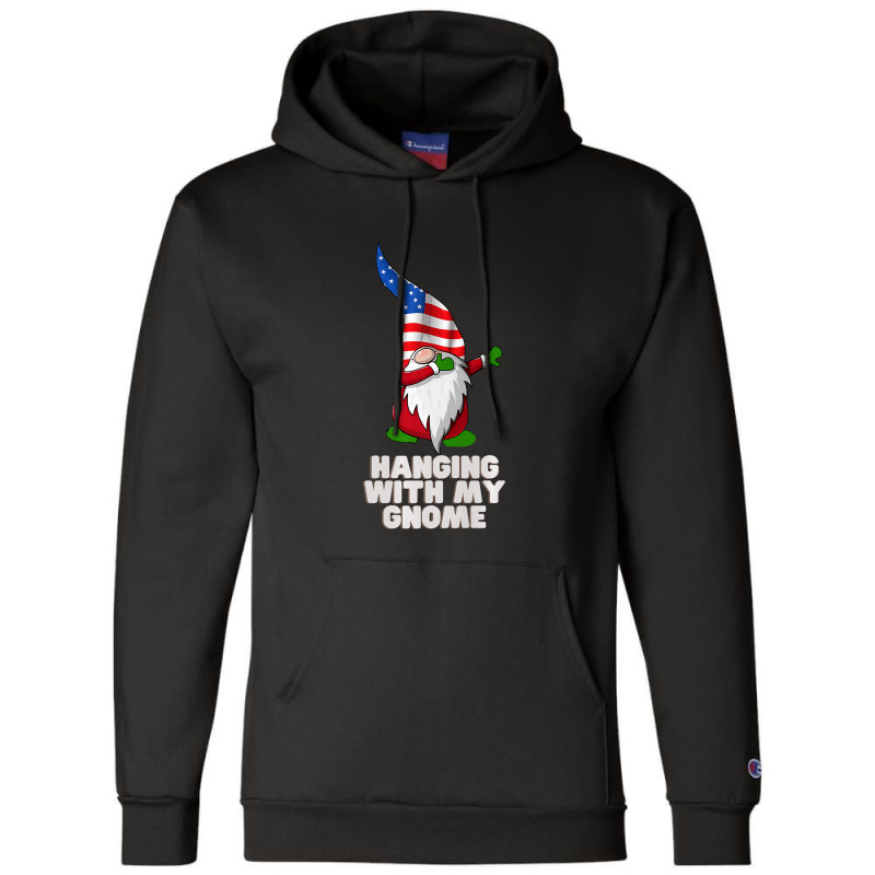 Hanging With My Gnome Garden Dabbing Gnome American Usa Flag Premium T Champion Hoodie | Artistshot