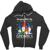 Hanging With My Gnomies Funny Gnome Xmas Lights Boys Girls Premium T S Zipper Hoodie | Artistshot