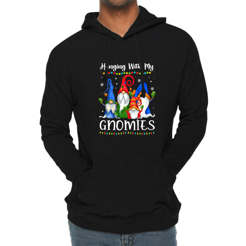 Hanging With My Gnomies Funny Gnome Xmas Lights Boys Girls Premium T S Lightweight Hoodie | Artistshot