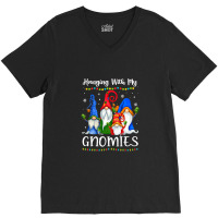 Hanging With My Gnomies Funny Gnome Xmas Lights Boys Girls T Shirt V-neck Tee | Artistshot