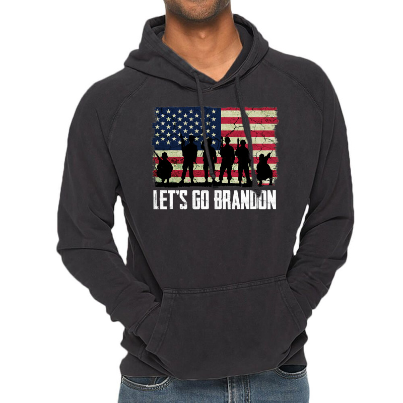 Let’s Go Brandon American Flag Veterans Vintage Vintage Hoodie by trokeryth | Artistshot