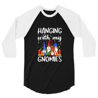 Hanging With My Gnomies Pajama Christmas Gnome Puns Pj Premium T Shirt 3/4 Sleeve Shirt | Artistshot