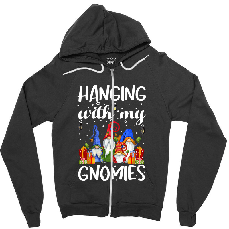 Hanging With My Gnomies Pajama Christmas Gnome Puns Pj T Shirt Zipper Hoodie | Artistshot