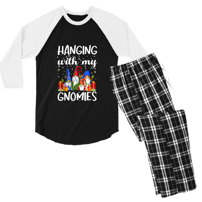 Hanging With My Gnomies Pajama Christmas Gnome Puns Pj T Shirt Men's 3/4 Sleeve Pajama Set | Artistshot