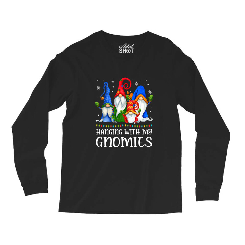 Hanging With My Gnomies Shirt Funny Gnome Xmas Lights Pajama T Shirt Long Sleeve Shirts | Artistshot