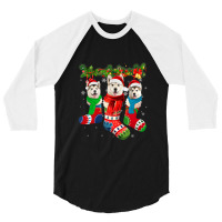 Three Alaskan Malamutes In Christmas Socks T Shirt 3/4 Sleeve Shirt | Artistshot