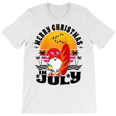 Merry Christmas In July Summer Surfing Santa Claus Beach Raglan Baseba T-shirt Designed By Fricke