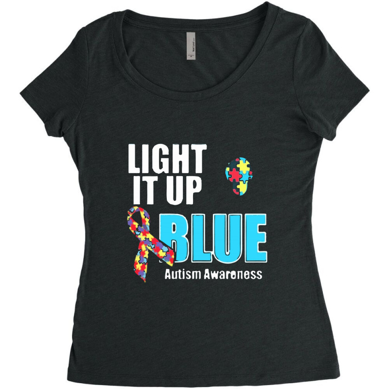 Light It Up Blue For Autism Awareness Women's Triblend Scoop T-shirt by gulatotal | Artistshot