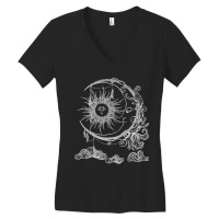 Bohemian Aesthetic Moon Sun Astrology Science Astronomy Women's V-neck T-shirt | Artistshot