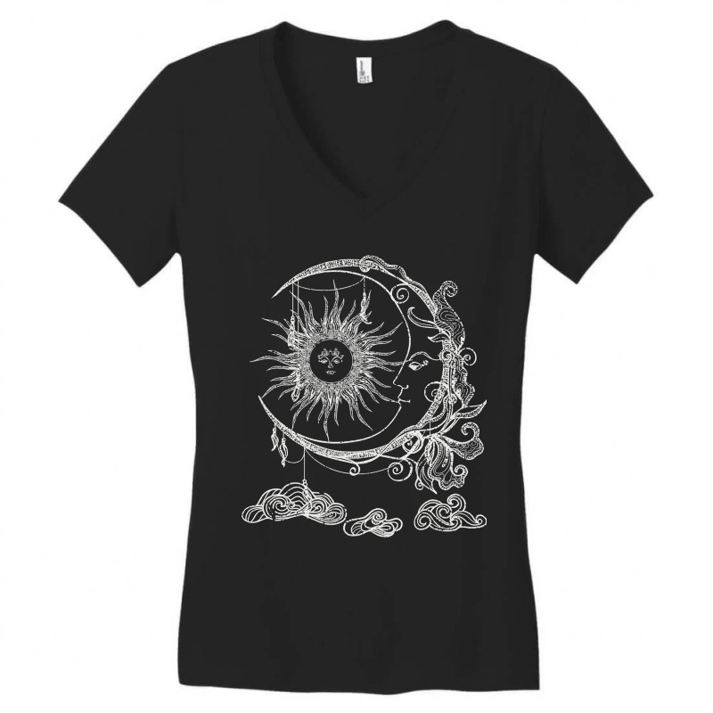 Bohemian Aesthetic Moon Sun Astrology Science Astronomy Women's V-Neck T-Shirt by new121 | Artistshot