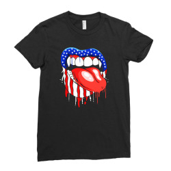 lips with vampire teeth with lipstick color Ladies Fitted T-Shirt | Artistshot