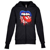 Lips With Vampire Teeth With Lipstick Color Youth Zipper Hoodie | Artistshot
