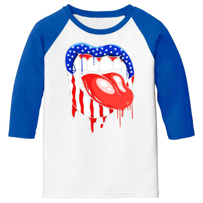 Lips With Vampire Teeth With Lipstick Color Youth 3/4 Sleeve | Artistshot