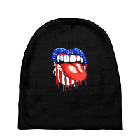 Lips With Vampire Teeth With Lipstick Color Baby Beanies | Artistshot