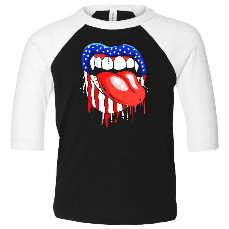 Lips With Vampire Teeth With Lipstick Color Toddler 3/4 Sleeve Tee | Artistshot