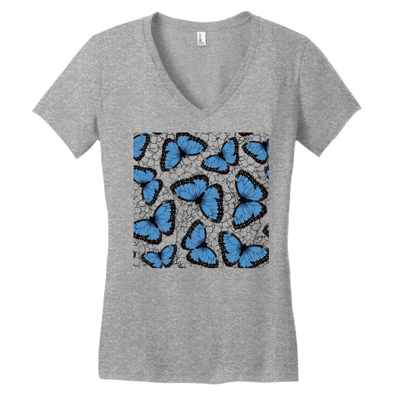 Bluemorphopar T  Shirt Blue Morpho Butterfly 3 T  Shirt Women's V-Neck T-Shirt by unwieldystatement | Artistshot