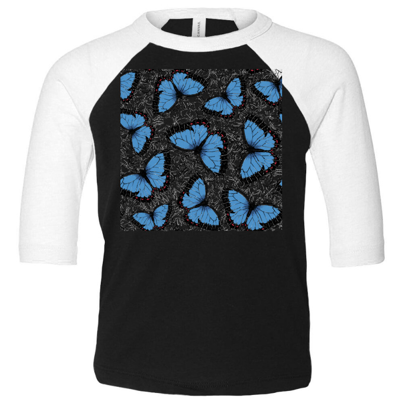 Bluemorphopar T  Shirt Blue Morpho Butterfly 3 T  Shirt Toddler 3/4 Sleeve Tee by unwieldystatement | Artistshot