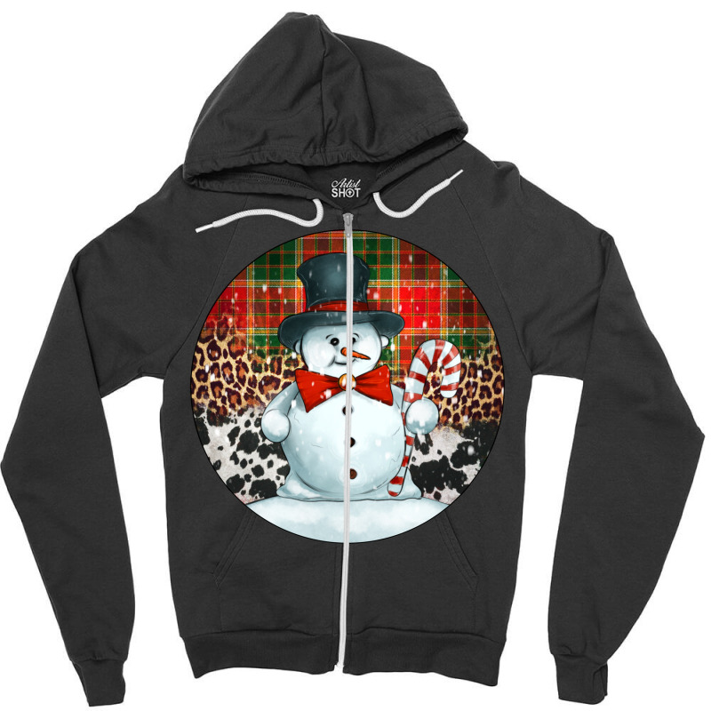 Custom Western Snowman Christmas Ornament Zipper Hoodie By