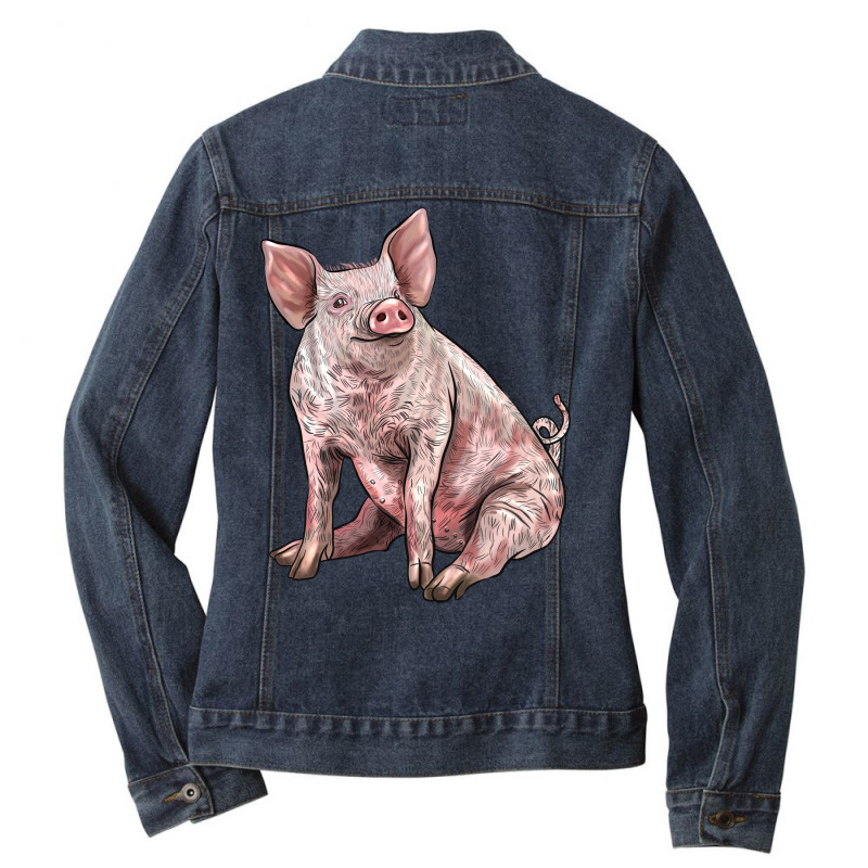 American Yorkshire Pig Ladies Denim Jacket by LillyAllenDesigns | Artistshot